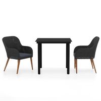 vidaXL 3 Piece Garden Dining Set with Cushions Black