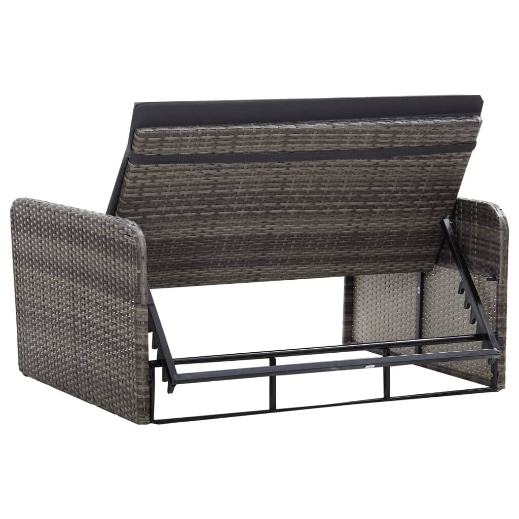vidaXL 2 Piece Garden Lounge Set with Cushions Poly Rattan Grey