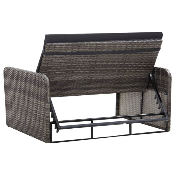 vidaXL 2 Piece Garden Lounge Set with Cushions Poly Rattan Grey