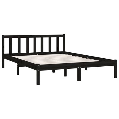 vidaXL Bed Frame without Mattress Black Solid Wood 140x200 cm