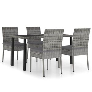 vidaXL 5 Piece Garden Dining Set Poly Rattan Grey