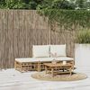 vidaXL 4 Piece Garden Lounge Set with Cream White Cushions Bamboo