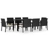 vidaXL 9 Piece Garden Dining Set Poly Rattan Black