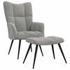 vidaXL Relaxing Chair with a Stool Light Grey Velvet