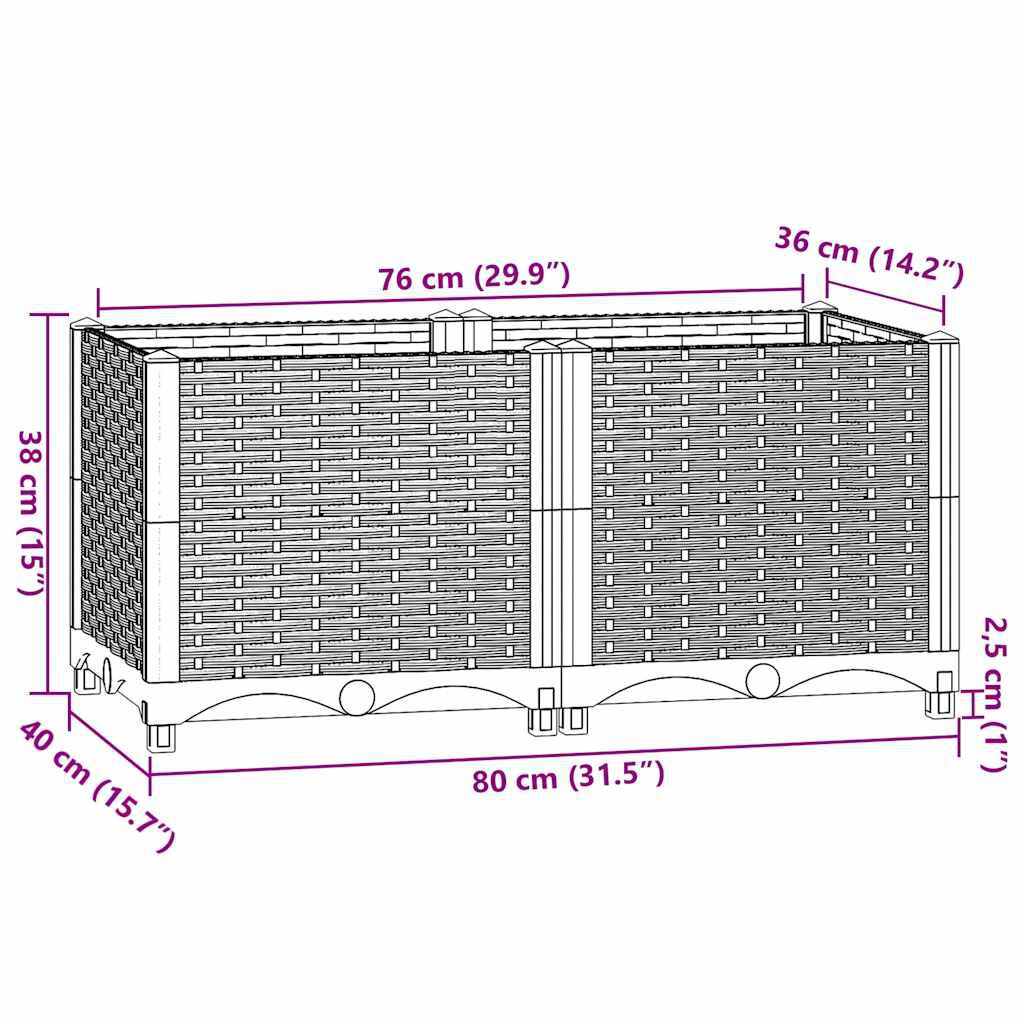 vidaXL Raised Bed 80x40x38 cm Polypropylene, blue grey vidaXL Raised Bed 80x40x38 cm Polypropylene