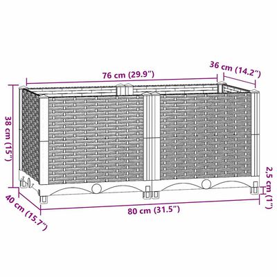 vidaXL Raised Bed 80x40x38 cm Polypropylene, blue grey vidaXL Raised Bed 80x40x38 cm Polypropylene