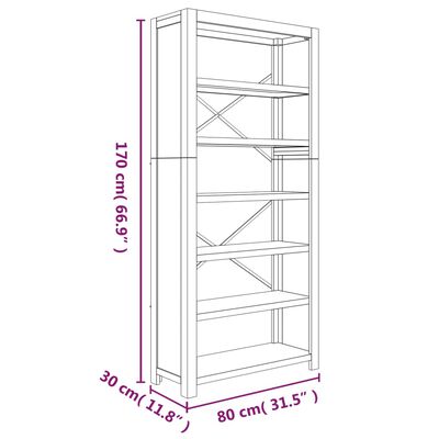 vidaXL 6-Tier Bookcase 80x30x170 cm Solid Wood Acacia,  vidaXL 6-Tier Bookcase 80x30x170 cm Solid Wood Acacia