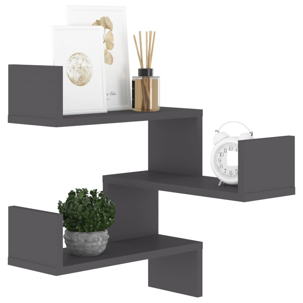 vidaXL Wall Corner Shelf Grey 40x40x50 cm Engineered Wood