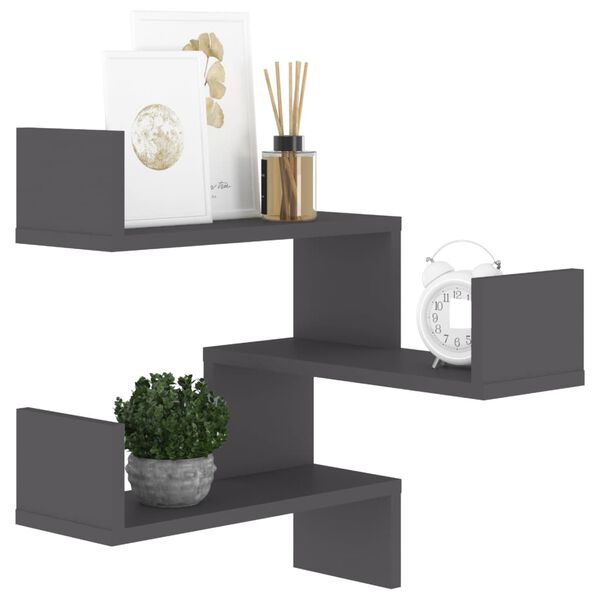 vidaXL Wall Corner Shelf Grey 40x40x50 cm Engineered Wood