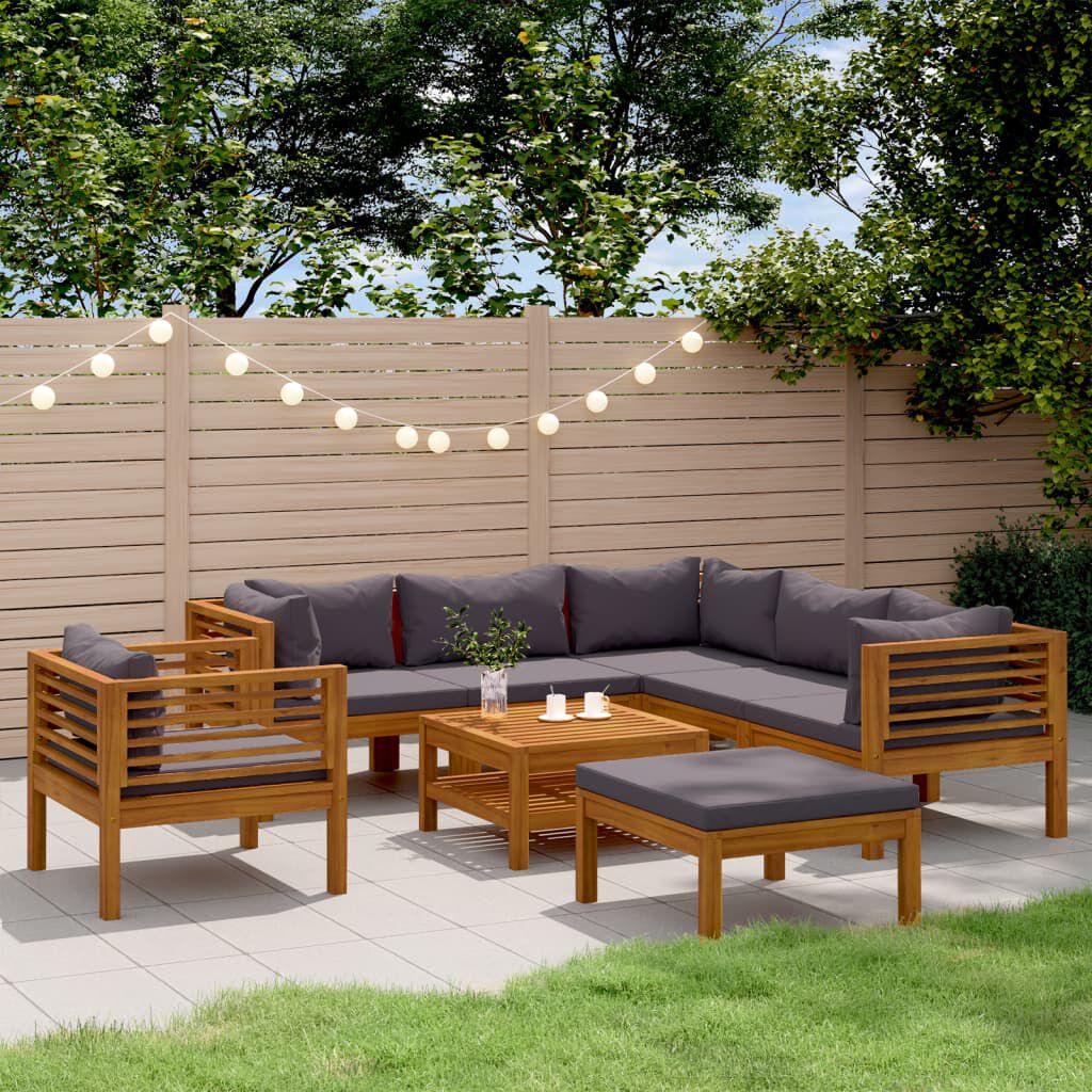 vidaXL 8 Piece Garden Lounge Set with Cushion Solid Acacia Wood