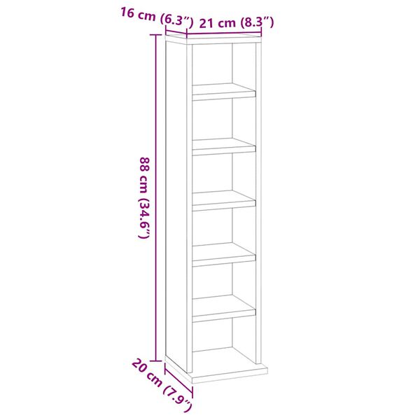 vidaXL CD Cabinet White 21x20x88 cm Engineered Wood