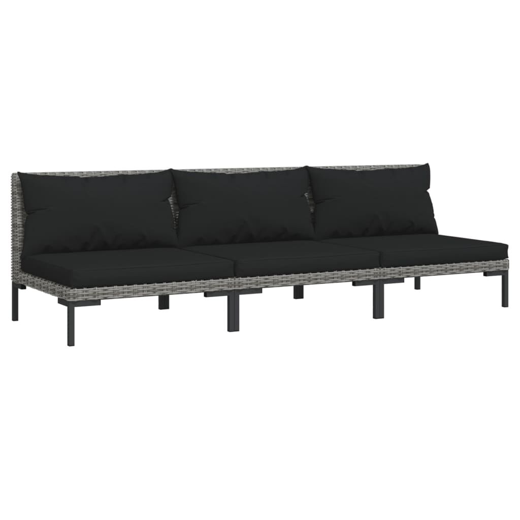 vidaXL Garden Sofas 3pcs with Cushions Half Round Poly Rattan