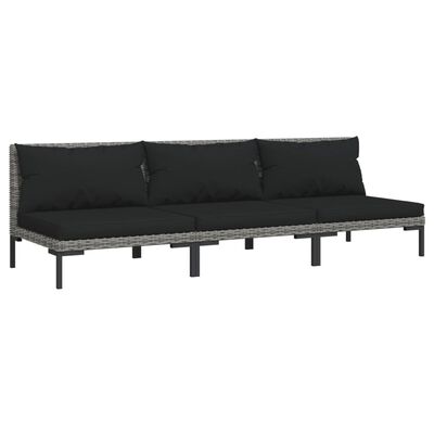 vidaXL Garden Sofas 3pcs with Cushions Half Round Poly Rattan