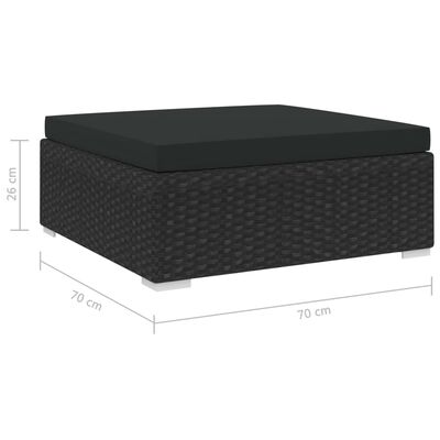vidaXL Sectional Footrest 1 pc with Cushion Poly Rattan Black, black vidaXL Sectional Footrest 1 pc with Cushion Poly Rattan Black