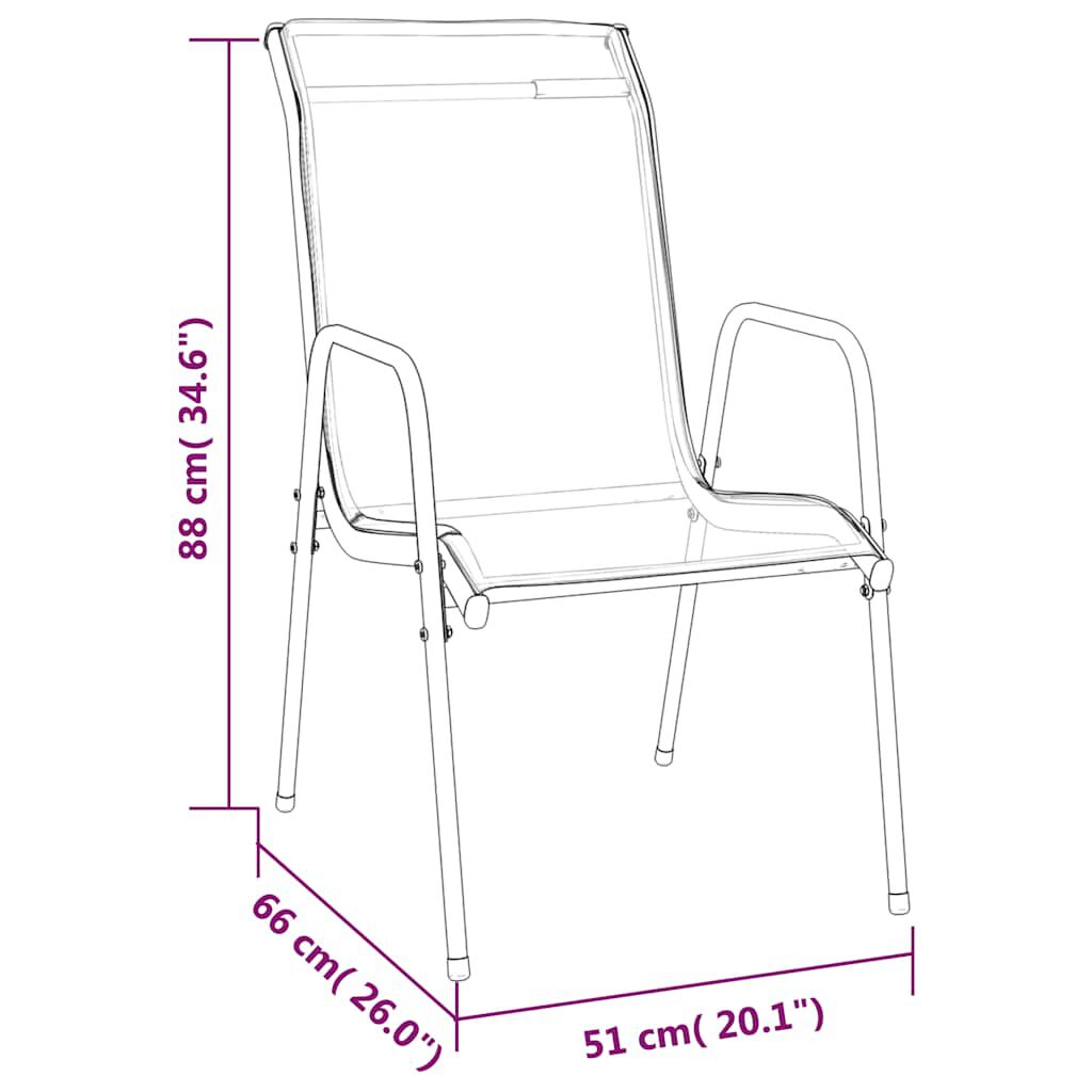 vidaXL Garden Chairs 6 pcs Steel and Textilene Black