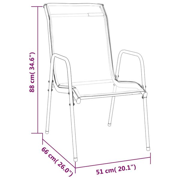 vidaXL Garden Chairs 6 pcs Steel and Textilene Black