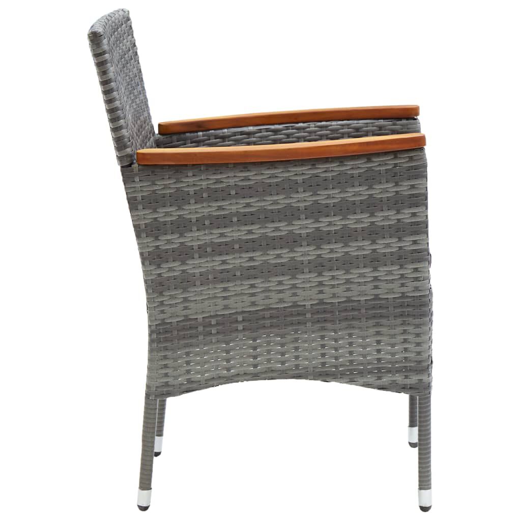 vidaXL Garden Dining Chairs 4 pcs Poly Rattan Grey