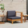 vidaXL Middle Sofa with 1 Armrest Dark Grey Solid Acacia Wood