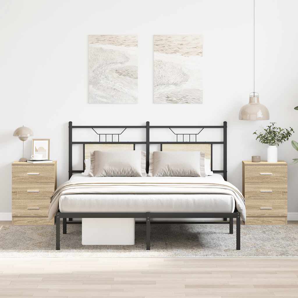 vidaXL Bedside Cabinets 2 pcs Sonoma Oak 38x35x56 cm Engineered Wood