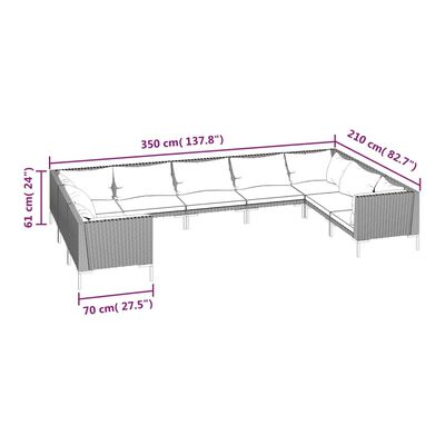vidaXL 9 Piece Garden Lounge Set with Cushions Poly Rattan Dark Grey,  vidaXL 9 Piece Garden Lounge Set with Cushions Poly Rattan Dark Grey