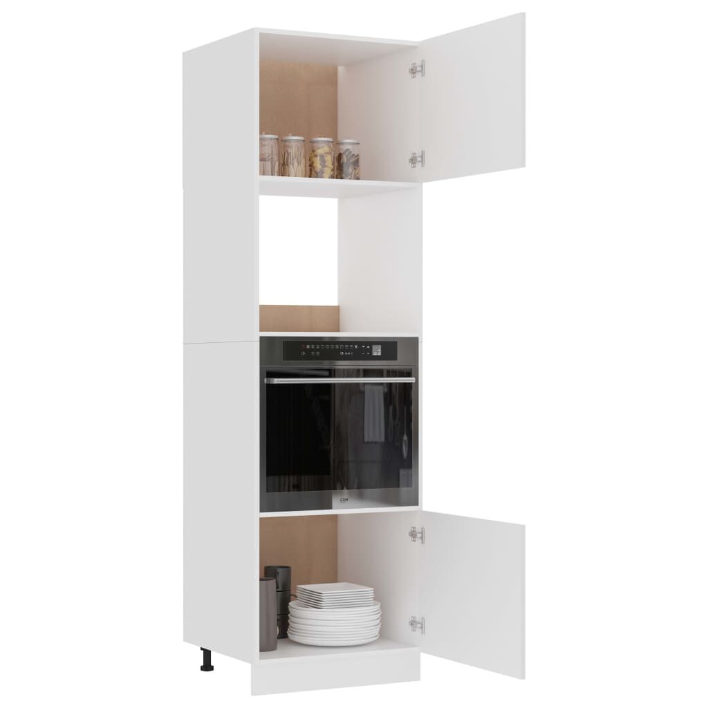 vidaXL Microwave Cabinet Lyon White 60x57x207 cm Engineered Wood