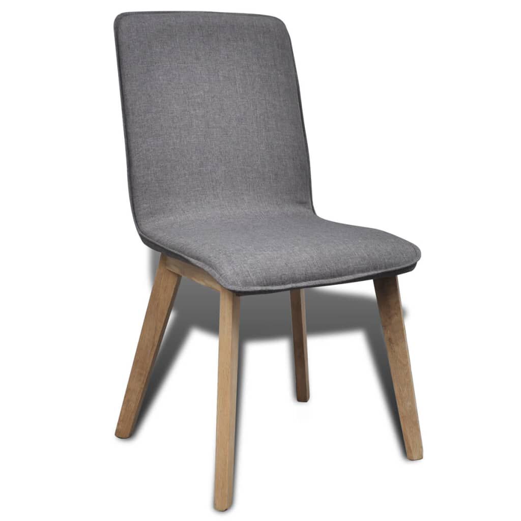 Oak Indoor Fabric Dining Chair Set 6 pcs Dark Grey