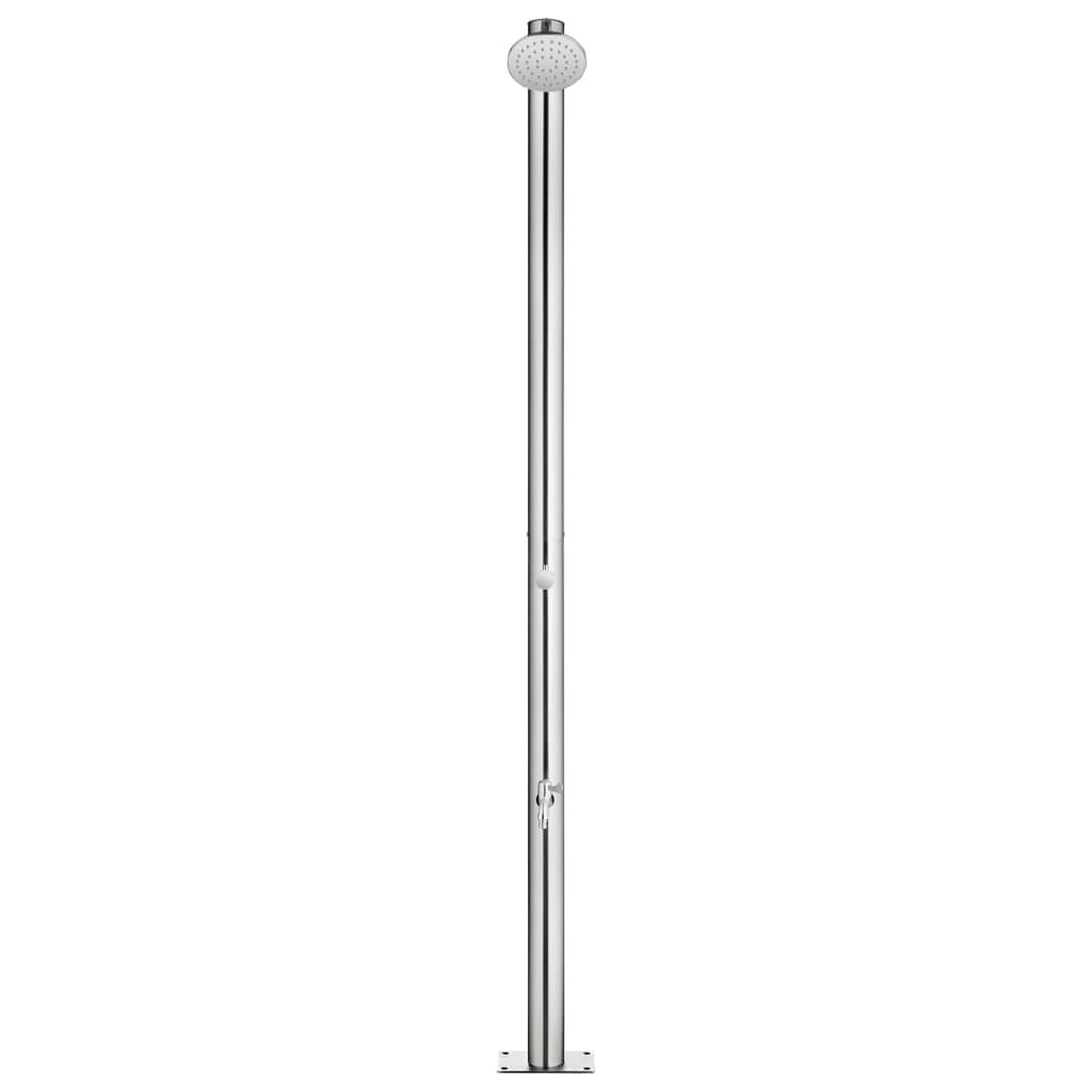 vidaXL Garden Shower with Brown Base 220 cm Stainless Steel