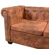 vidaXL Chesterfield Corner Sofa 5-Seater Artificial Leather Brown