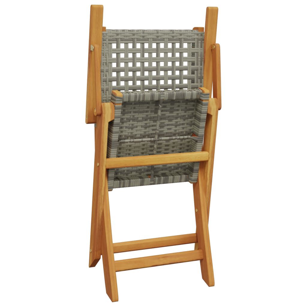 vidaXL Folding Garden Chairs 6 pcs Grey Poly Rattan and Solid Wood