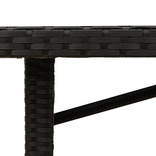 vidaXL Garden Table with Glass Top Black 190x80x74 cm Poly Rattan