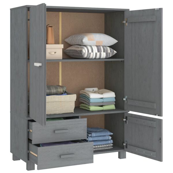 vidaXL Wardrobe HAMAR Dark Grey 99x45x137 cm Solid Wood Pine
