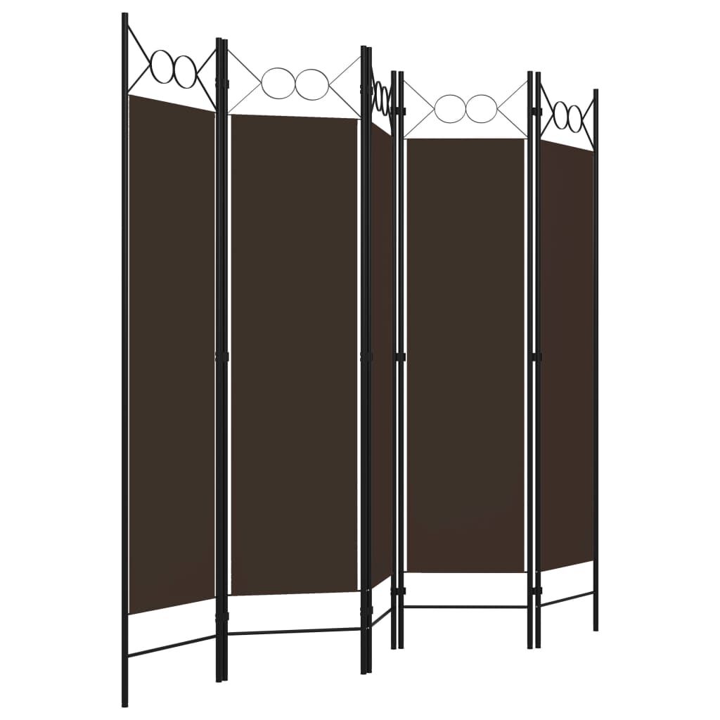 vidaXL 5-Panel Room Divider Brown 200x180 cm