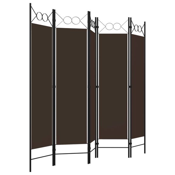 vidaXL 5-Panel Room Divider Brown 200x180 cm