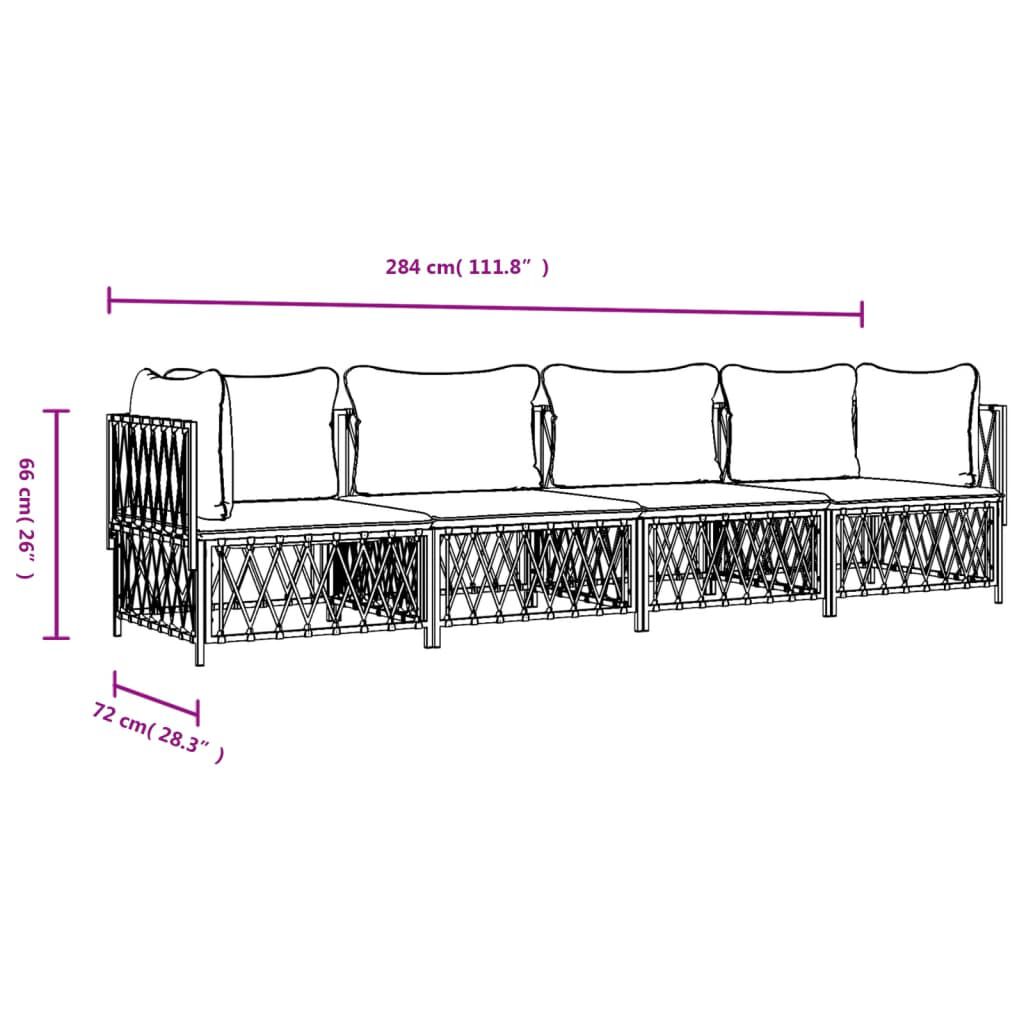 vidaXL 4 Piece Garden Lounge Set with Cushions White Steel