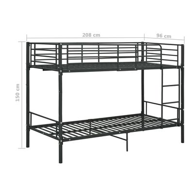 vidaXL Bunk Bed without Mattress Black Metal 90x200cm, black vidaXL Bunk Bed without Mattress Black Metal 90x200cm