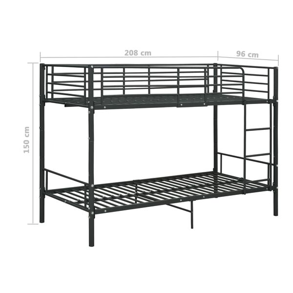 vidaXL Bunk Bed without Mattress Black Metal 90x200cm