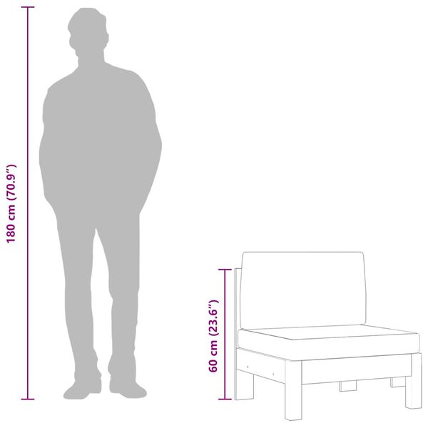 vidaXL Middle Sofas 2 pcs with Dark Grey Cushions Solid Acacia Wood