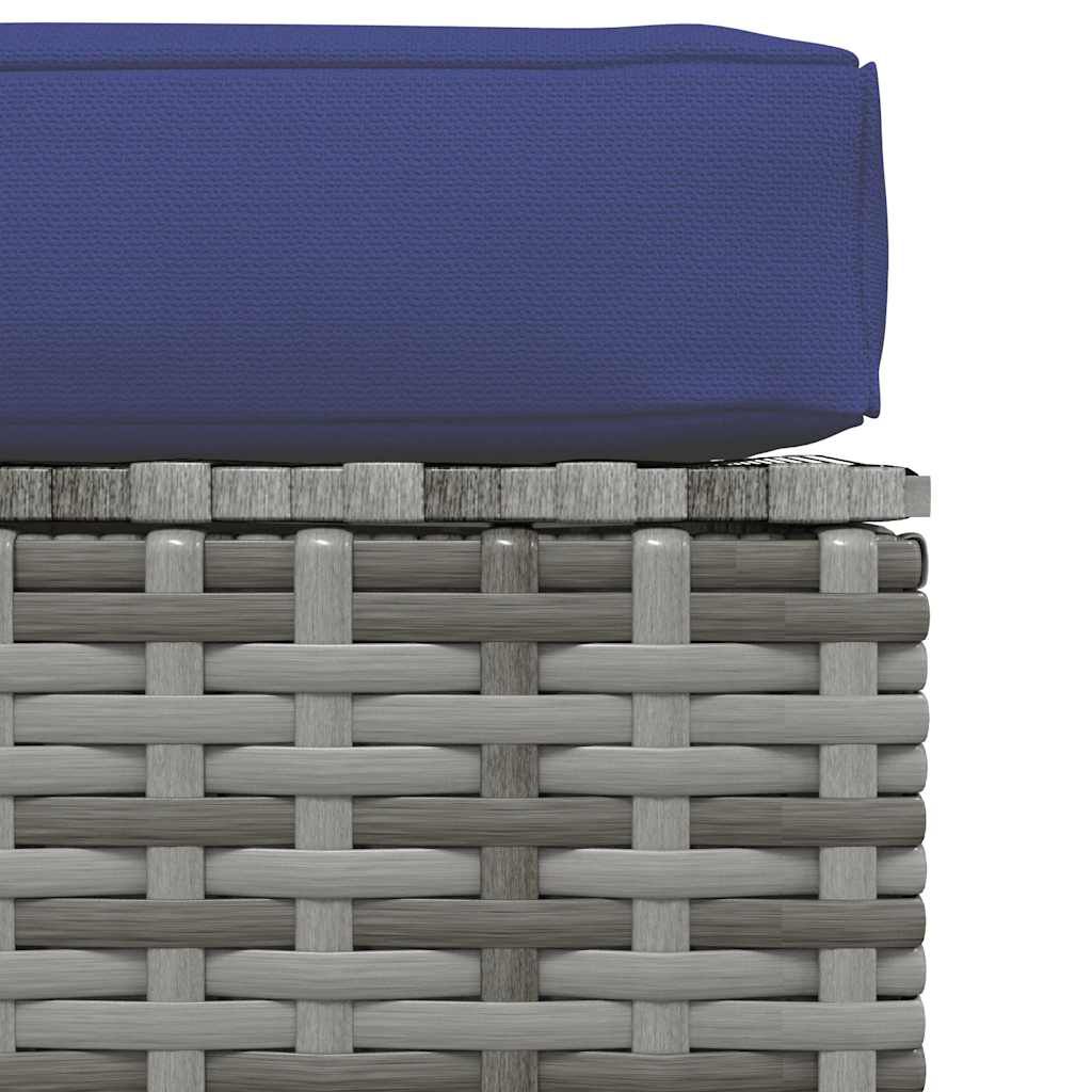 vidaXL Garden Footrest with Cushion Grey 70x70x30 cm Poly Rattan