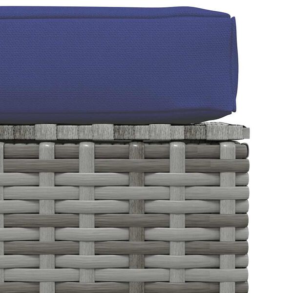 vidaXL Garden Footrest with Cushion Grey 70x70x30 cm Poly Rattan