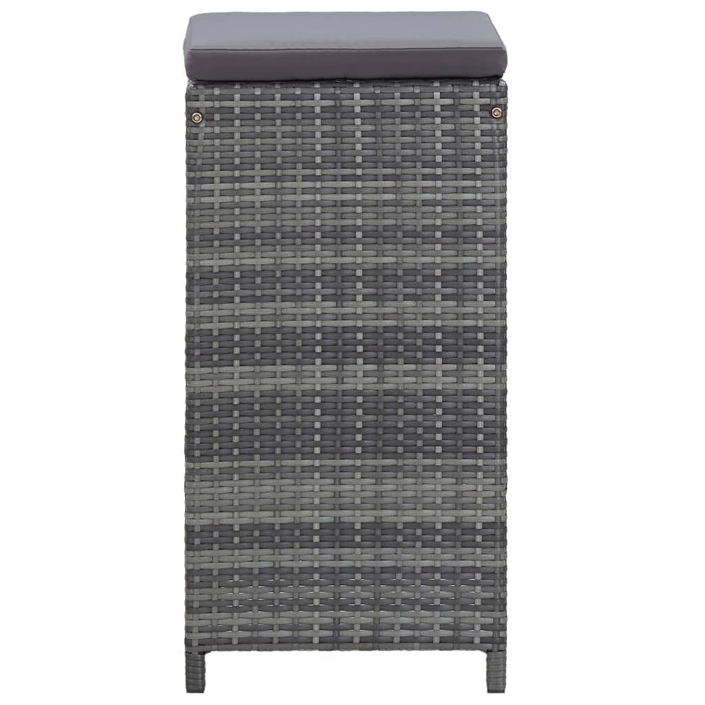vidaXL 7 Piece Garden Bar Set with Cushions Poly Rattan Grey