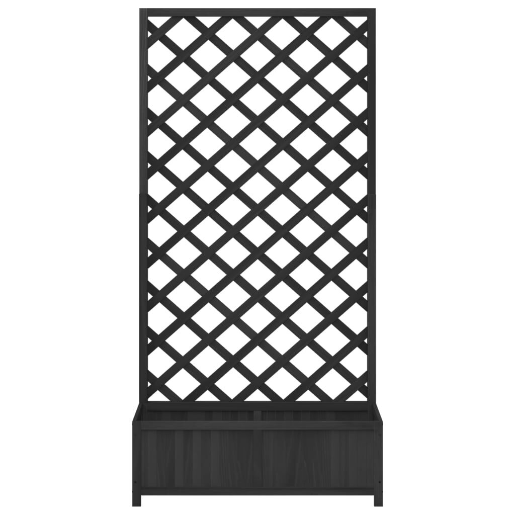 vidaXL Planter with Trellis Black Solid Wood Fir