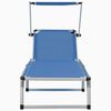 vidaXL Folding Sun Lounger with Roof Aluminium and Textilene Blue
