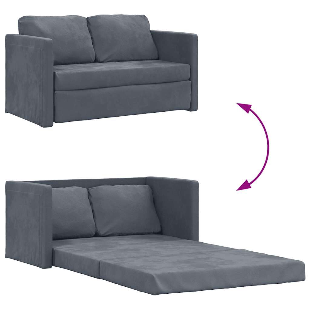 vidaXL Floor Sofa Bed 2-in-1 Dark Grey 122x204x55 cm Velvet