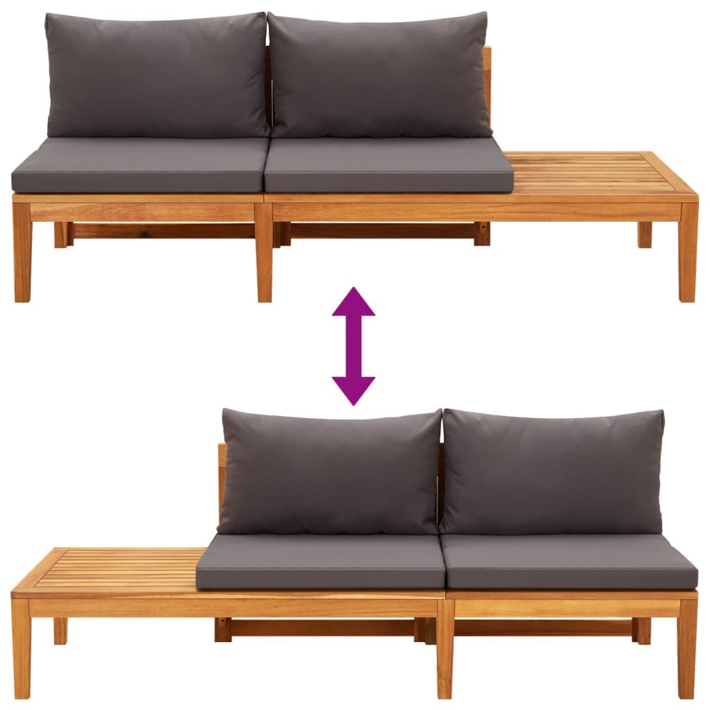 vidaXL 5 Piece Garden Lounge Set with Dark Grey Cushions Acacia Wood