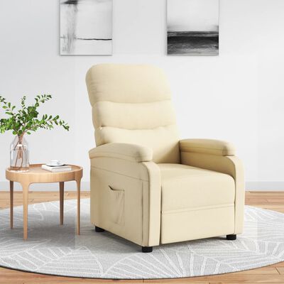 vidaXL Recliner Chair Cream Fabric, cream vidaXL Recliner Chair Cream Fabric