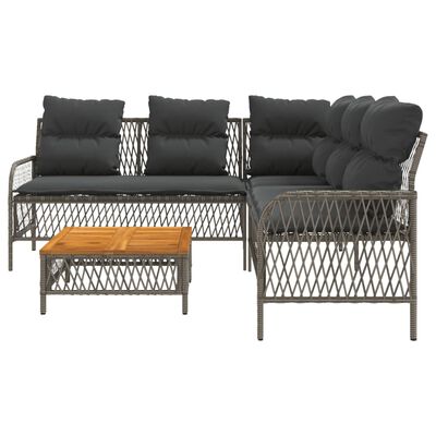 vidaXL 2 Piece Garden Sofa Set with Cushions Grey Poly Rattan