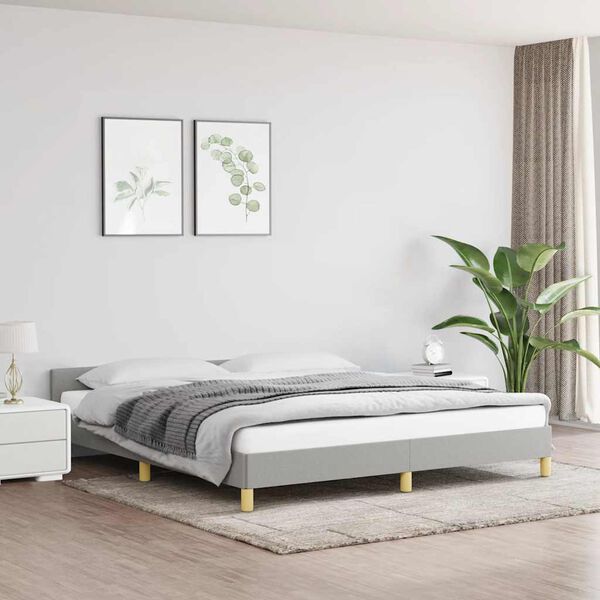 vidaXL Bed Frame without Mattress Light Grey 183x203 cm King Fabric