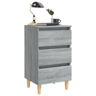 vidaXL Bed Cabinets with Solid Wood Legs 2 pcs Grey Sonoma 40x35x69 cm, grey sonoma vidaXL Bed Cabinets with Solid Wood Legs 2 pcs Grey Sonoma 40x35x69 cm