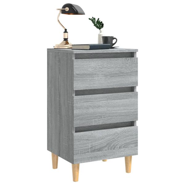 vidaXL Bed Cabinets with Solid Wood Legs 2 pcs Grey Sonoma 40x35x69 cm