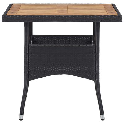 vidaXL Outdoor Dining Table Black Poly Rattan and Solid Acacia Wood, black vidaXL Outdoor Dining Table Black Poly Rattan and Solid Acacia Wood